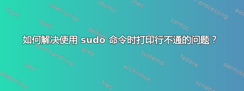 如何解决使用 sudo 命令时打印行不通的问题？