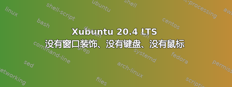 Xubuntu 20.4 LTS 没有窗口装饰、没有键盘、没有鼠标