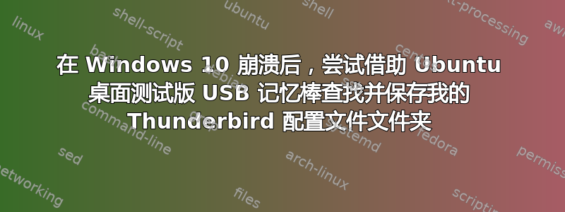 在 Windows 10 崩溃后，尝试借助 Ubuntu 桌面测试版 USB 记忆棒查找并保存我的 Thunderbird 配置文件文件夹