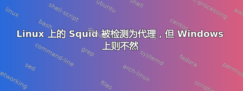 Linux 上的 Squid 被检测为代理，但 Windows 上则不然