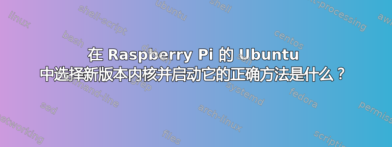 在 Raspberry Pi 的 Ubuntu 中选择新版本内核并启动它的正确方法是什么？