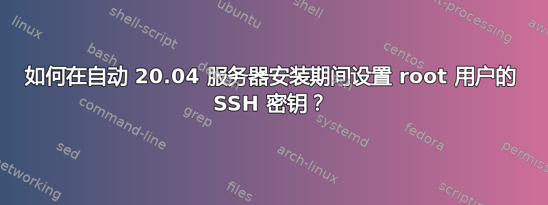 如何在自动 20.04 服务器安装期间设置 root 用户的 SSH 密钥？