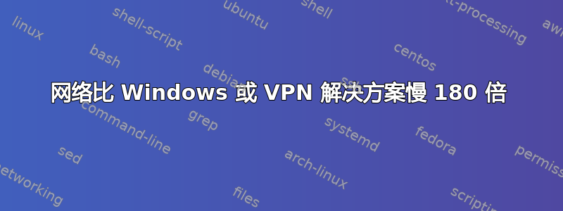 网络比 Windows 或 VPN 解决方案慢 180 倍