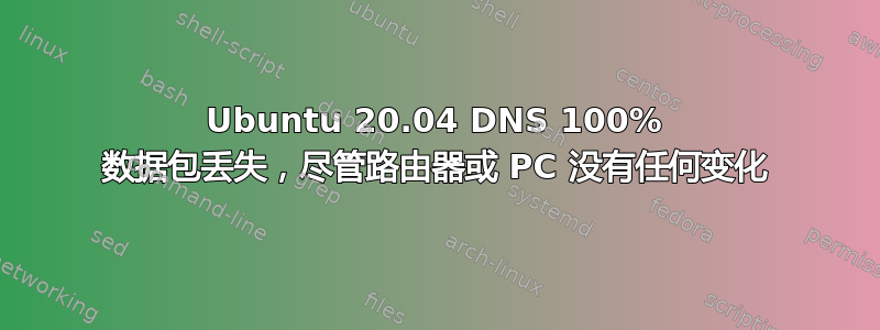 Ubuntu 20.04 DNS 100% 数据包丢失，尽管路由器或 PC 没有任何变化