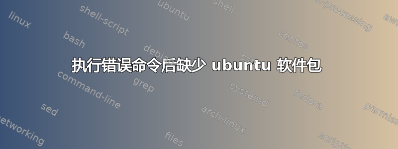 执行错误命令后缺少 ubuntu 软件包