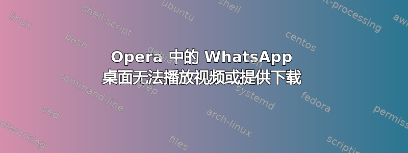 Opera 中的 WhatsApp 桌面无法播放视频或提供下载