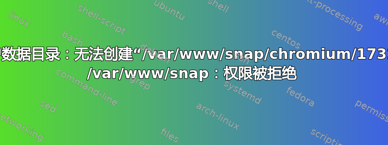 无法创建用户数据目录：无法创建“/var/www/snap/chromium/1732”：mkdir /var/www/snap：权限被拒绝