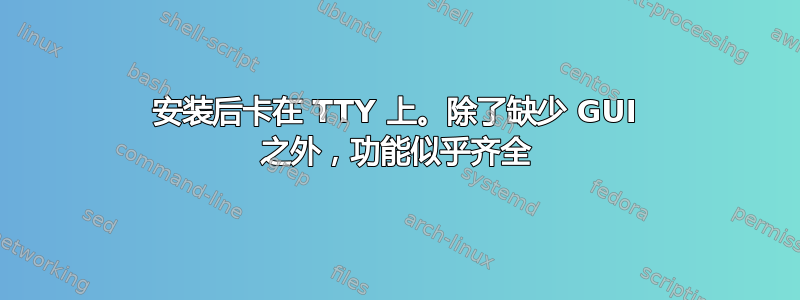 安装后卡在 TTY 上。除了缺少 GUI 之外，功能似乎齐全