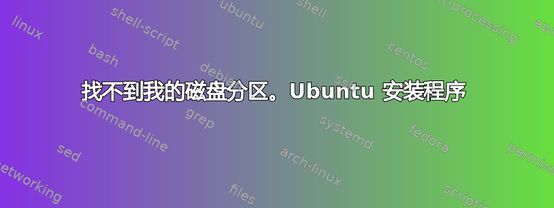 找不到我的磁盘分区。Ubuntu 安装程序