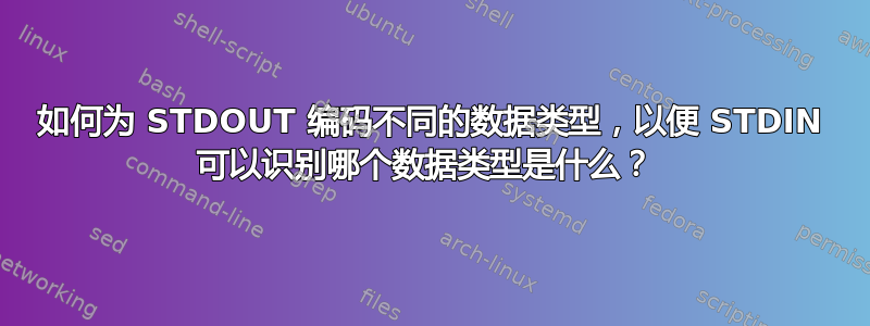 如何为 STDOUT 编码不同的数据类型，以便 STDIN 可以识别哪个数据类型是什么？ 