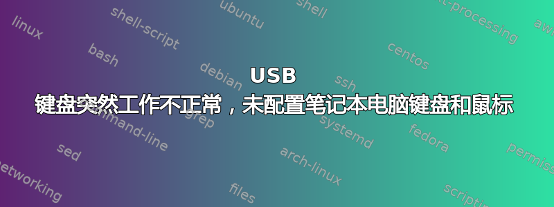 USB 键盘突然工作不正常，未配置笔记本电脑键盘和鼠标