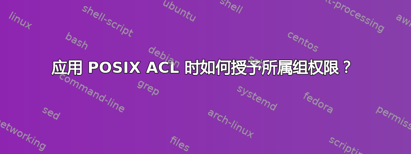 应用 POSIX ACL 时如何授予所属组权限？