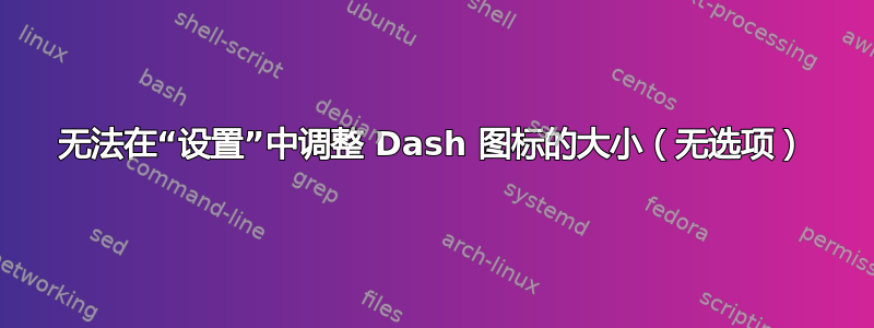 无法在“设置”中调整 Dash 图标的大小（无选项）