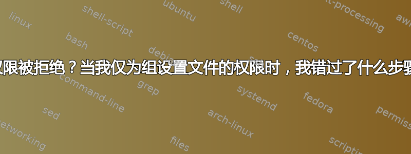 权限被拒绝？当我仅为组设置文件的权限时，我错过了什么步骤