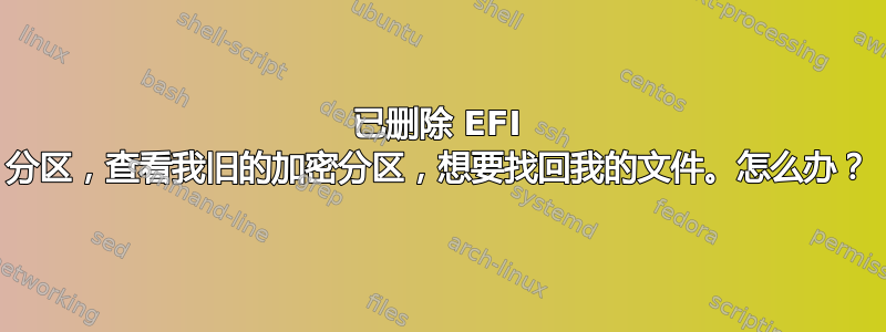 已删除 EFI 分区，查看我旧的加密分区，想要找回我的文件。怎么办？