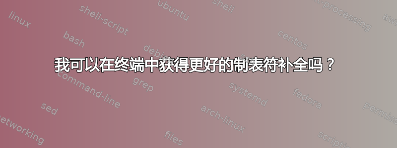 我可以在终端中获得更好的制表符补全吗？