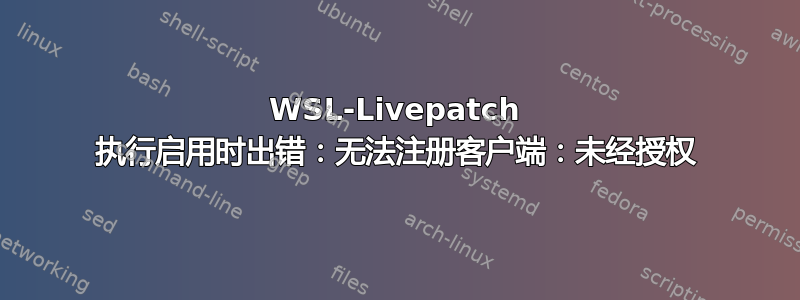 WSL-Livepatch 执行启用时出错：无法注册客户端：未经授权