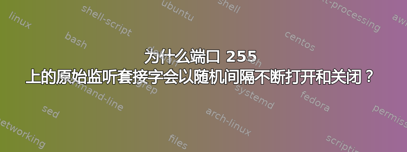 为什么端口 255 上的原始监听套接字会以随机间隔不断打开和关闭？