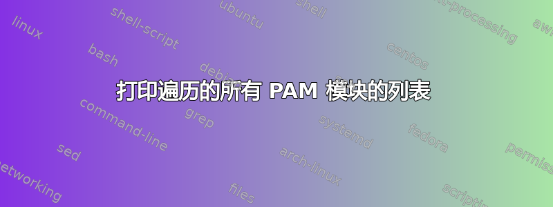 打印遍历的所有 PAM 模块的列表