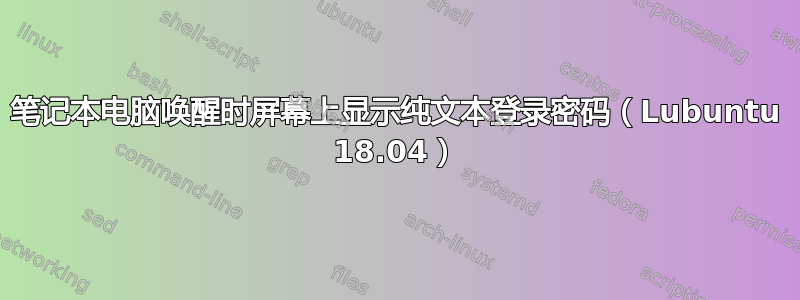 笔记本电脑唤醒时屏幕上显示纯文本登录密码（Lubuntu 18.04）