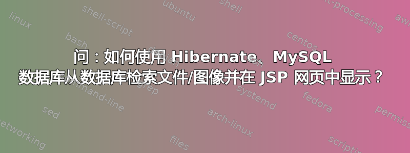 问：如何使用 Hibernate、MySQL 数据库从数据库检索文件/图像并在 JSP 网页中显示？