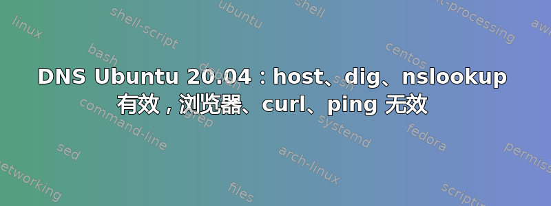 DNS Ubuntu 20.04：host、dig、nslookup 有效，浏览器、curl、ping 无效