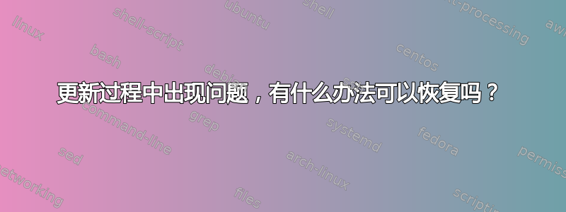 更新过程中出现问题，有什么办法可以恢复吗？