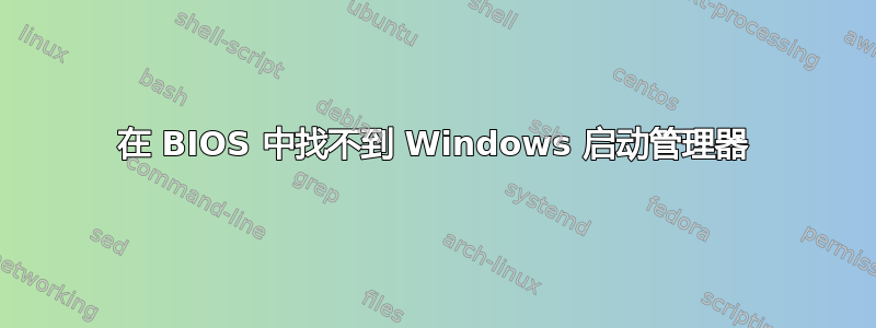 在 BIOS 中找不到 Windows 启动管理器