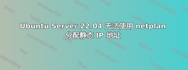 Ubuntu Server 22.04 无法使用 netplan 分配静态 IP 地址