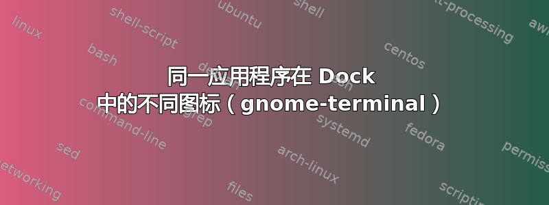 同一应用程序在 Dock 中的不同图标（gnome-terminal）