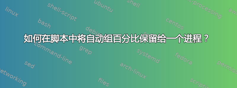 如何在脚本中将自动组百分比保留给一个进程？