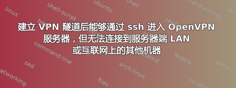 建立 VPN 隧道后能够通过 ssh 进入 OpenVPN 服务器，但无法连接到服务器端 LAN 或互联网上的其他机器