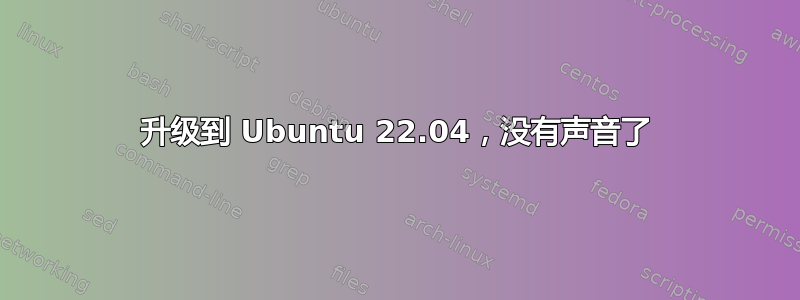 升级到 Ubuntu 22.04，没有声音了