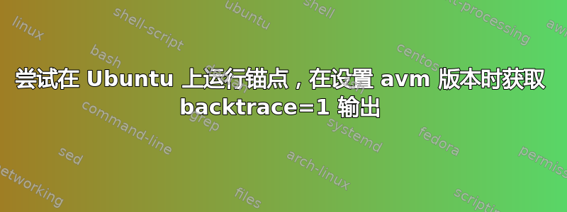 尝试在 Ubuntu 上运行锚点，在设置 avm 版本时获取 backtrace=1 输出