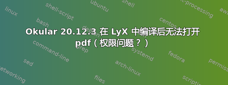 Okular 20.12.3 在 LyX 中编译后无法打开 pdf（权限问题？）