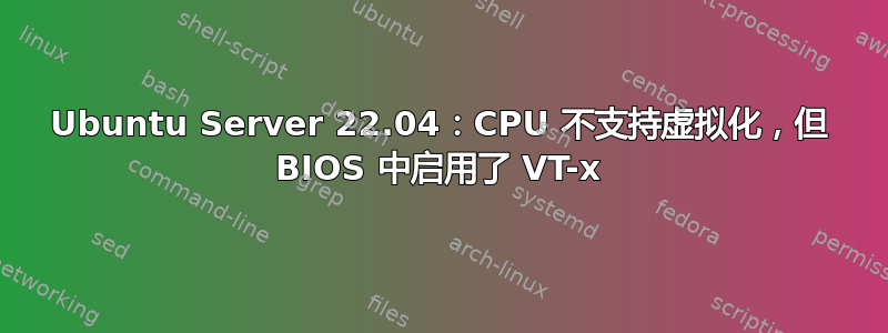 Ubuntu Server 22.04：CPU 不支持虚拟化，但 BIOS 中启用了 VT-x