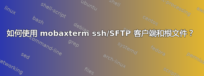 如何使用 mobaxterm ssh/SFTP 客户端和根文件？