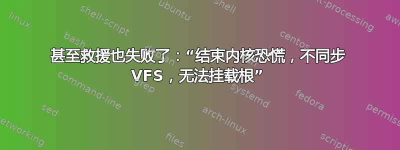 甚至救援也失败了：“结束内核恐慌，不同步 VFS，无法挂载根”