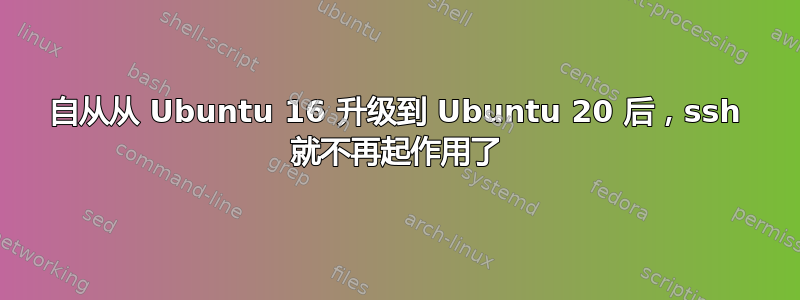 自从从 Ubuntu 16 升级到 Ubuntu 20 后，ssh 就不再起作用了