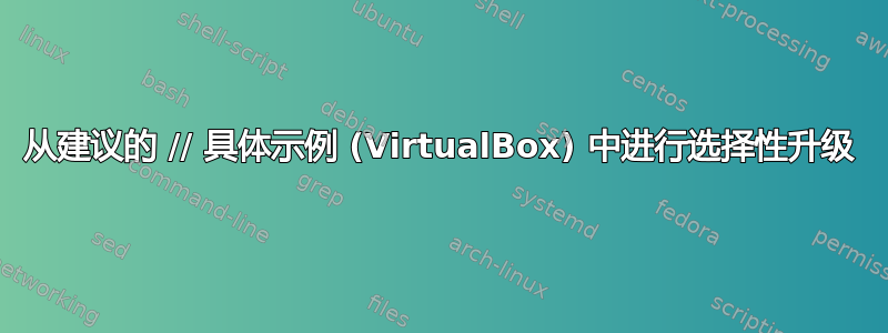 从建议的 // 具体示例 (VirtualBox) 中进行选择性升级