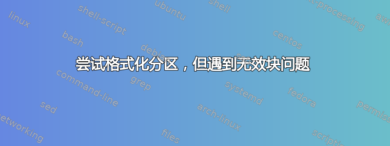 尝试格式化分区，但遇到无效块问题