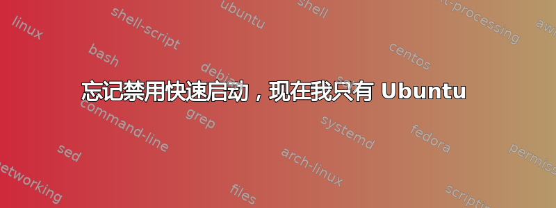 忘记禁用快速启动，现在我只有 Ubuntu