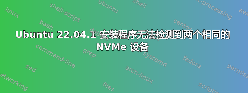 Ubuntu 22.04.1 安装程序无法检测到两个相同的 NVMe 设备