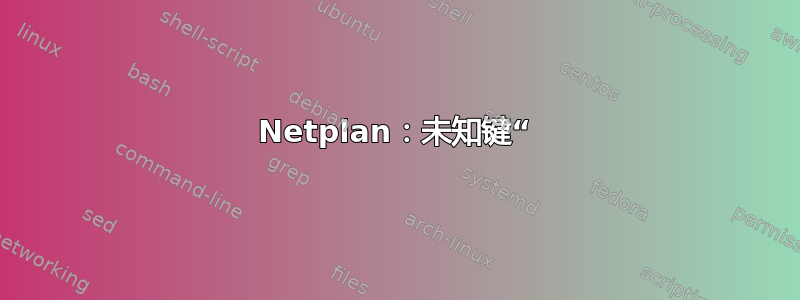 Netplan：未知键“