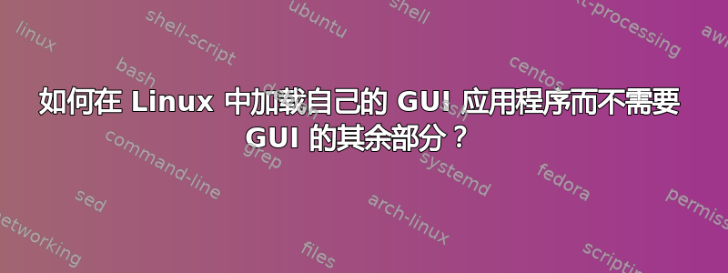 如何在 Linux 中加载自己的 GUI 应用程序而不需要 GUI 的其余部分？