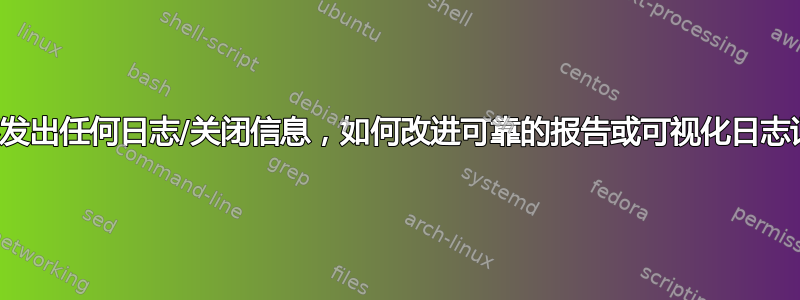 停止不发出任何日志/关闭信息，如何改进可靠的报告或可视化日志记录？