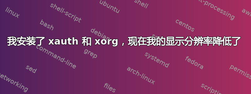 我安装了 xauth 和 xorg，现在我的显示分辨率降低了