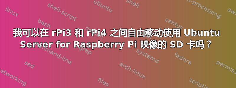 我可以在 rPi3 和 rPi4 之间自由移动使用 Ubuntu Server for Raspberry Pi 映像的 SD 卡吗？