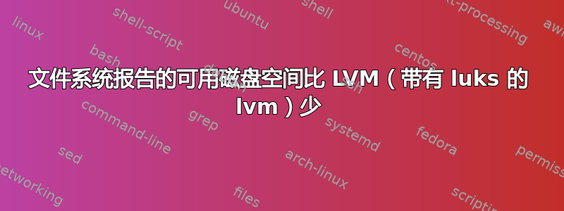 文件系统报告的可用磁盘空间比 LVM（带有 luks 的 lvm）少