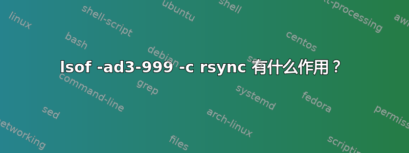 lsof -ad3-999 -c rsync 有什么作用？